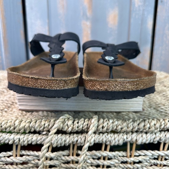 Birkenstock Gizeh Braided Oiled Leather Sandals Black Sz L8/M5 - Picture 6 of 16